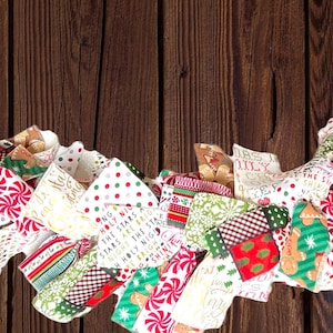 Christmas Rag Garland | Winter Rag Garland | Farmhouse Rag Garland