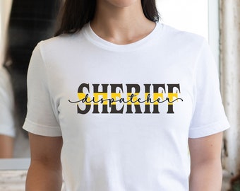 911 Sheriff Dispatcher Shirt Thin Gold Line 911 Dispatcher Gift First Responder Tshirt for 911 Operator Dispatcher Flag Shirt for Sheriff