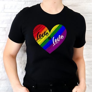 Gay Pride Tshirt Rainbow Clothing for Lesbians Queer Love is Love Tee Shirt LGBTQIA Love T-Shirt Equality T Shirt Coming Out Shirt for Women image 1