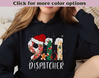 Funny Dispatcher Christmas Hoodie for 911 Police Dispatcher 911 First Responder Sweatshirt Cute Christmas Dispatcher Gift for Appreciation