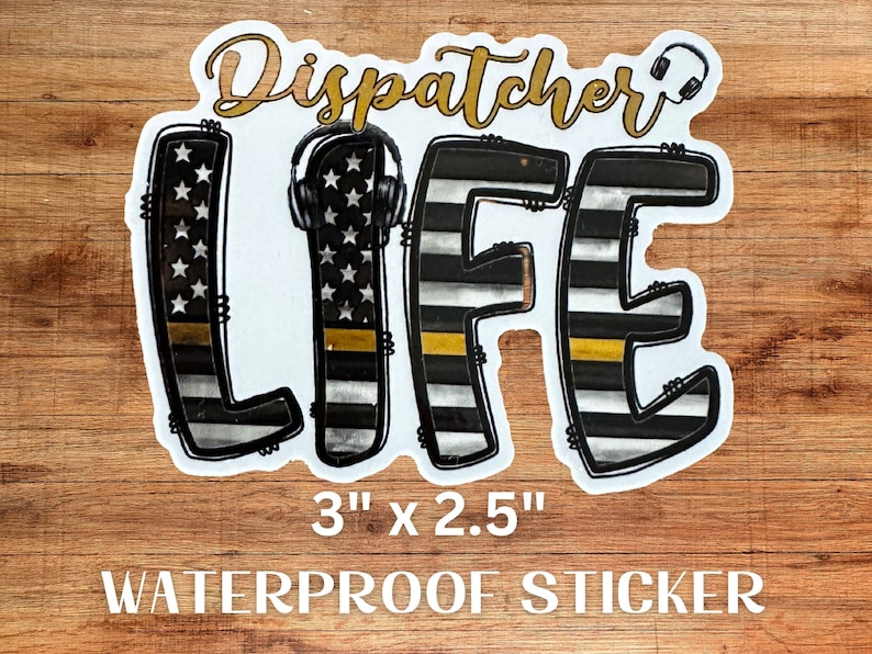 Dispatcher Life Thin Gold Line Flag 911 Sticker 911 Vinyl Decal Sticker ...
