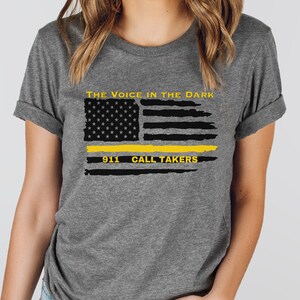 911 Dispatcher Shirt Thin Gold Line 911 Dispatcher Gift for Call Taker Sheriff First Responder Tshirt Dispatcher Flag for Police Dispatcher