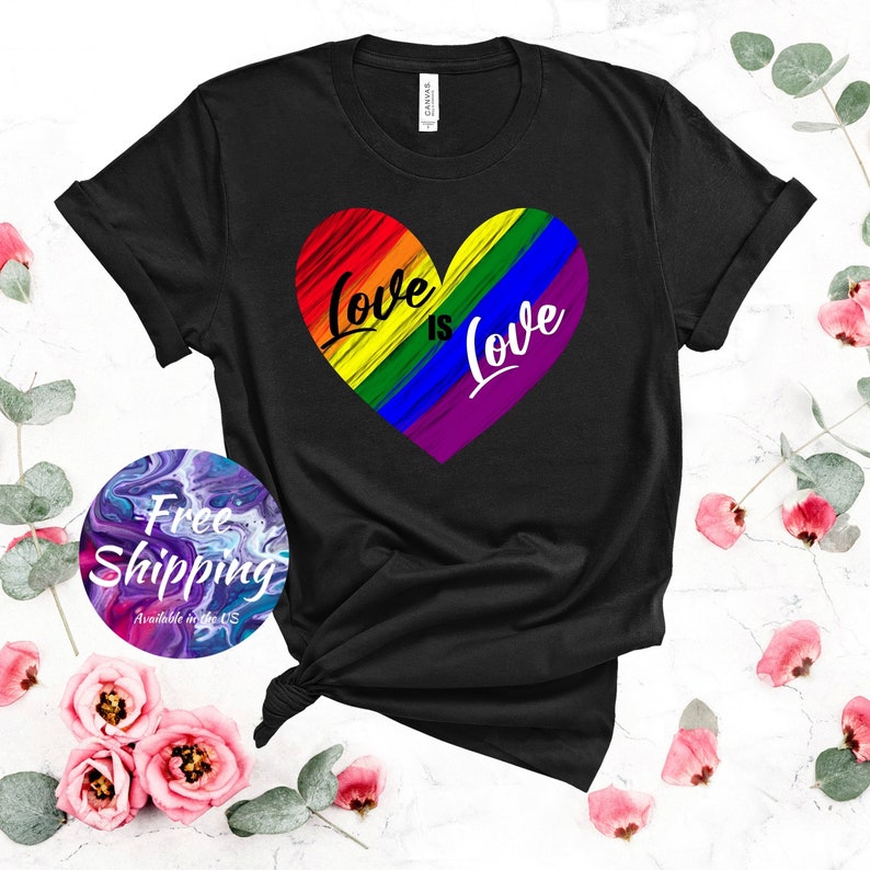 Gay Pride Tshirt Rainbow Clothing for Lesbians Queer Love is Love Tee Shirt LGBTQIA Love T-Shirt Equality T Shirt Coming Out Shirt for Women image 3