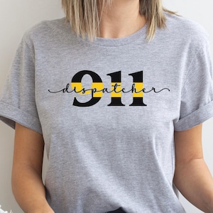Thin Gold Line 911 Dispatcher Gift 911 Dispatcher Shirt for Police First Responder Tshirt for EMS Operator Dispatcher Flag Shirt for Sheriff