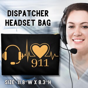 May include: Black zippered pouch with a yellow heart and a stethoscope graphic. The text "911" is printed in yellow. The pouch is 11.8 inches wide and 8.3 inches high.