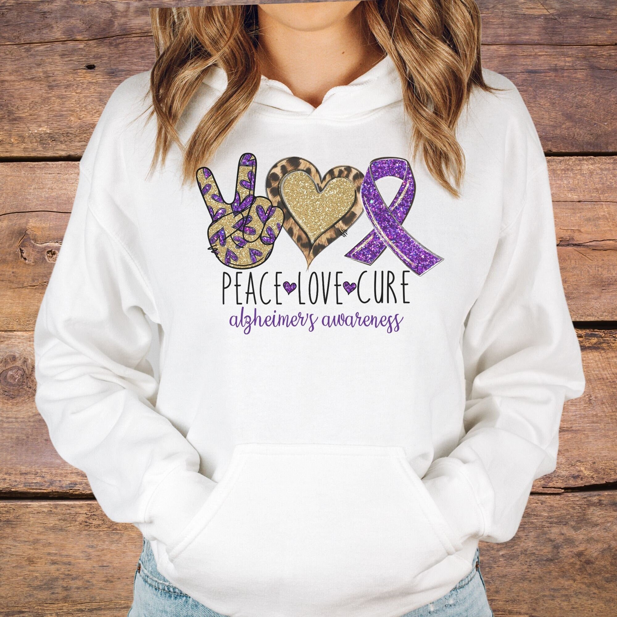 Peace Love Cure Purple Ribbon Alzheimer's Awareness Gift T-Shirt Peace Love Cure Purple Ribbon Alzheimer's Awareness Gift T-Shirt