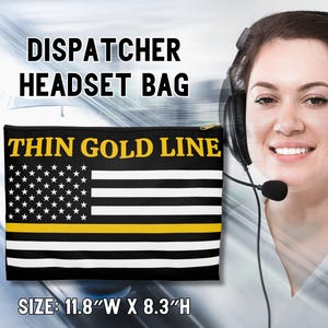 May include: Black and yellow zippered pouch with a thin gold line and the text "Thin Gold Line" on a white background. The pouch is 11.8 inches wide and 8.3 inches high.