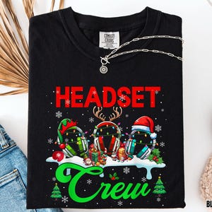 911 Headset Crew Christmas Comfort Colors Shirt, Funny Dispatcher Xmas Tee, Emergency Operator Holiday TShirt Gift, Dispatch Center Work Top