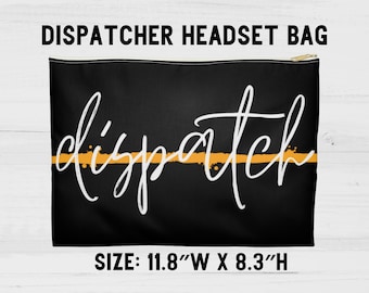 Thin Gold Line Dispatcher Headset Bag for 911 Sheriff First Responder Appreciation Gift Dispatcher Week Headset Pouch for Police Dispatch