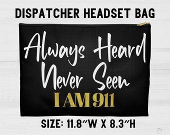 911 Dispatch Pouch, Headset Bag for Dispatcher, Sheriff 911 Dispatcher Gifts, Police Thin Gold Line First Responder Gift for Dispatcher Week