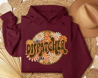 Dispatcher Hoodie, Retro Thin Gold Line Hooded Sweatshirt, 911 Appreciation Gift for Sheriff Dispatch, Police Emergency Dispatcher Pullover