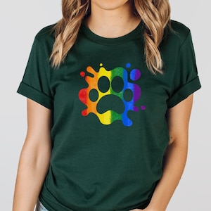 Gay Pride Paw Print TShirt for Dog Owner, Pride Paw Tee, LGBTQ Shirt, Gay Pride Gift for Dog Mom, Queer Rainbow T-Shirt for Animal Lover