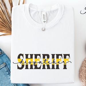 911 Sheriff Dispatcher Shirt Thin Gold Line 911 Dispatcher Gift First Responder Tshirt for 911 Operator Dispatcher Flag Shirt for Sheriff image 2