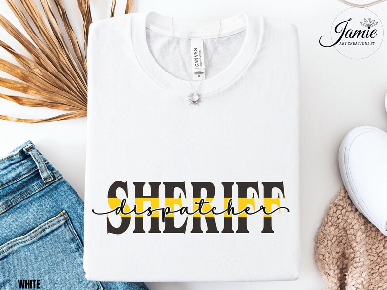 911 Sheriff Dispatcher Shirt Thin Gold Line 911 Dispatcher Gift First Responder Tshirt for 911 Operator Dispatcher Flag Shirt for Sheriff image 2