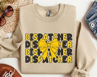 Coquette 911 Dispatcher Sweatshirt, Retro Police Dispatch Crewneck Gift, Thin Gold Line 911 First Responder Dispatcher Appreciation Apparel