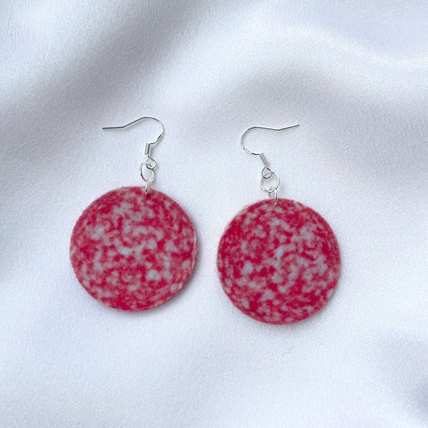 Fun Salami food ornament hook earrings