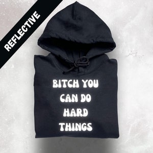 Custom reflective hoodie with words and text, cute pullover