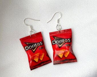 Chip bag mini red Doritos earrings