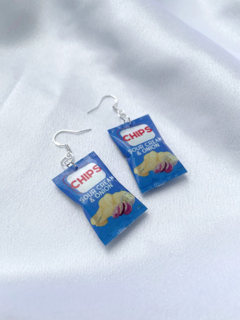 Sour Cream and Onion Mini Chip Bag Earrings Snackinspired Etsy
