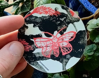 Red Moth Sticker