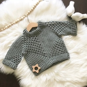 Crochet PATTERN Arya Granny Hexa Boys Girls Sweater Pattern 673 Size Baby Toddler Children 0-6 6-12 months 1-2 3-4 5-6 7-8 9-10 11-12 years