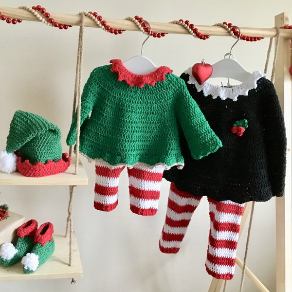 MOTIF de costume d'elfe pour bébé au crochet, motif haut et pantalon N 329, taille 0-3 mois 3-6 mois 6-12 mois 1-2 ans