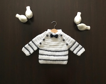 PDF Crochet PATTERN Autumn Basics Both Side Button Girls Boys Sweater N 695 size Baby Toddler to 11-12 years Modern Jumper Pullover