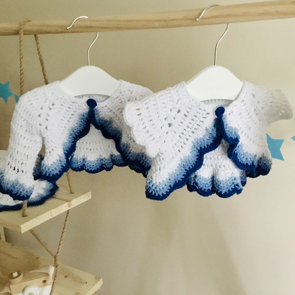 Crochet PATTERN Summer Baby Cardigan Bolero N 416 Size 0-3 months 3-6 months 6-12 months 1-2 years 3-4 years 5-6 years