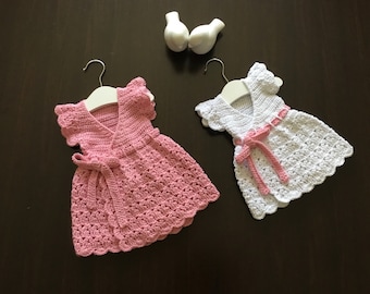 Crochet PATTERN Mira’s Double Breasted Dress Pattern N 456 Size 0-3 * 3-6 * 6-12 months & 1-2 * 3-4 * 5-6 * 7-8 * 9-10 years