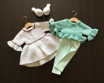 PDF Crochet PATTERN Juliet Asymmetric Lace Dress & Blouse N 465 Size 0-3 months to 9-10 years