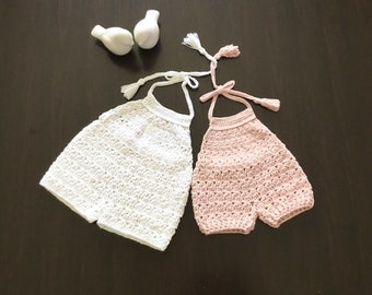 Crochet PATTERN Mira Tie Back Summer Playsuit Baby Romper Jumpsuit Pattern N 602 Size 0-3 3-6 6-12 months 1-2 3-4  5-6 years