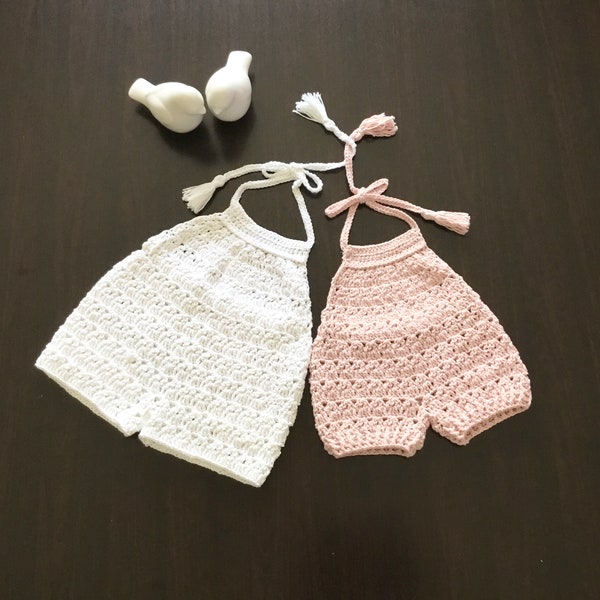 Crochet PATTERN Mira Tie Back Summer Playsuit Baby Romper Jumpsuit Pattern N 602 Size 0-3 3-6 6-12 months 1-2 3-4  5-6 years