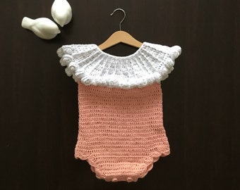 Crochet PATTERN Roses Baby Romper Pattern N 448 Size 0-3 months 3-6 months 6-12 months 1-2 years