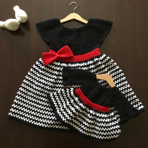 Häkelmuster Mabel Baby Mädchen Kleid Muster N 470 Grösse 0-3 Monate 3-6 Monate 6-12 Monate 1-2 Jahre 3-4 Jahre 5-6 Jahre