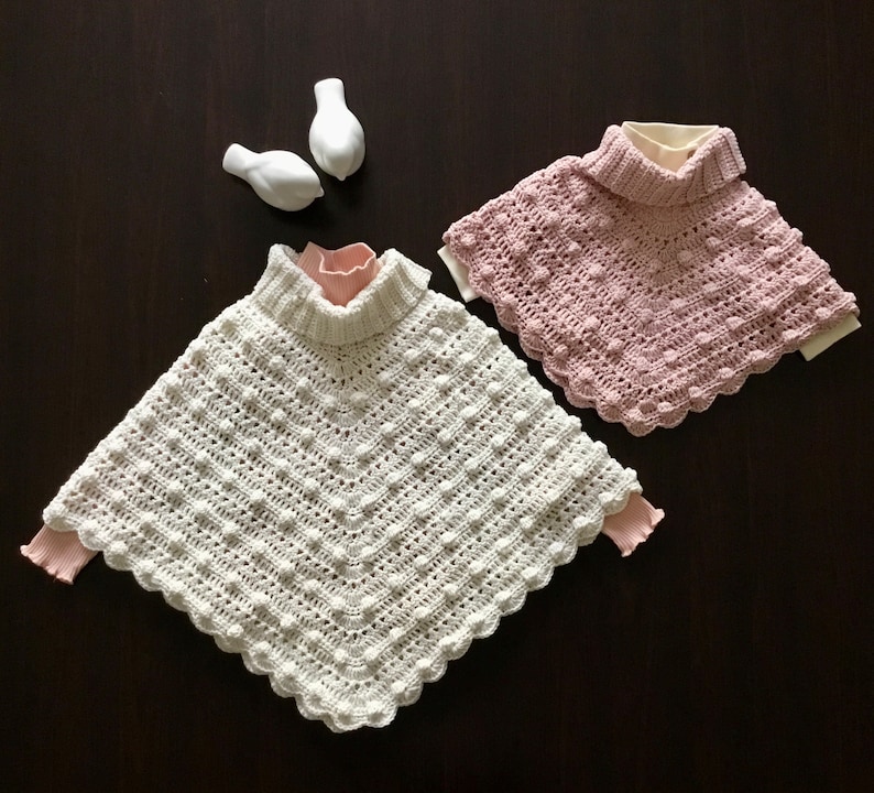 Crochet PATTERN Daphne Turtleneck Poncho Pattern N491 Size 6-12 months 1-2 years 3-4 years 5-6 years 7-8 years 9-12 years Baby Toddler Child image 5