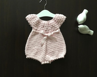 Crochet PATTERN Pearl Baby Romper Pattern N 644 Size 0-3 months 3-6 months 6-12 months 1-2 years 3-4 years