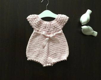 PDF Crochet PATTERN Pearl Baby Romper N 644 in five sizes 0-4 years