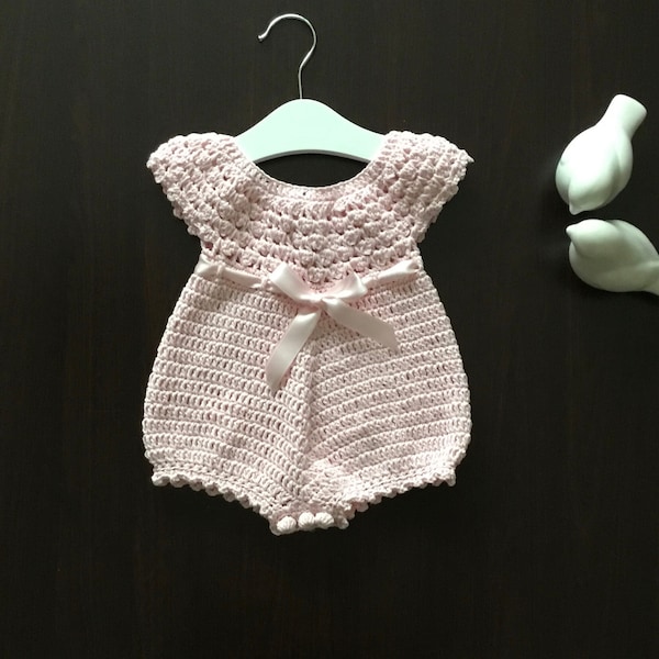 Crochet PATTERN Pearl Baby Romper Pattern N 644 Size 0-3 months 3-6 months 6-12 months 1-2 years 3-4 years