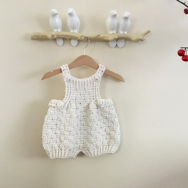 PDF Crochet PATTERN Harmony Basketweave Baby Boy & Girl Romper N 635 in five sizes 0-4 years