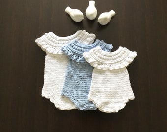 PDF Crochet PATTERN Magnolia Baby Romper N 428 for four sizes 0-2 years