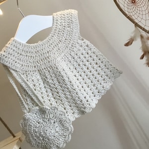 Häkelanleitung Baby Kleid & Mini Geldbörse Set N 340 Grösse 0 - 3 Monate, 3 - 6 Monate, 6 - 12 Monate, 1 - 2 Jahre, 3 - 4 Jahre