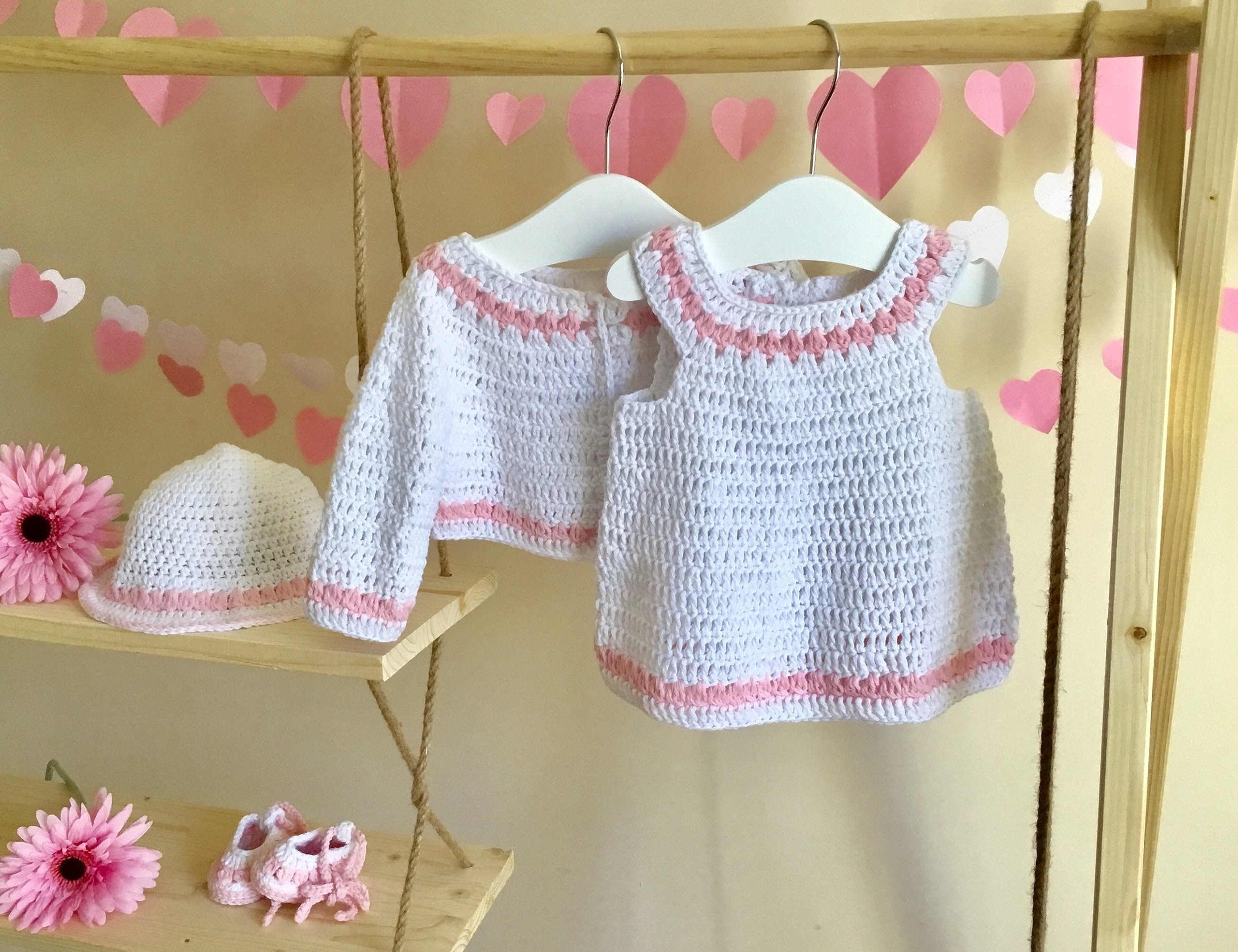 Crochet PATTERN Baby Girl Dress & Cardigan Set N 400 Size 03 Etsy