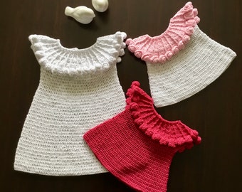 Crochet PATTERN Roses Dress Pattern No 446 Size 0-3 months 3-6 months 6-12 months 1-2 years 3-4 years