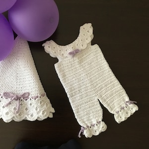 PDF Crochet PATTERN Camellia Baby Jumpsuit N 423 for fives sizes 0-4 years