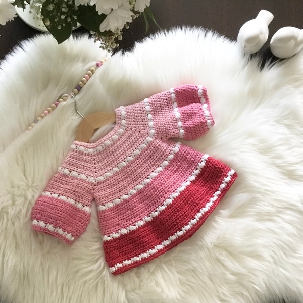 Crochet PATTERN Juliet Baby Girl Colorful Dress Pattern N 464 Size 0-3 months 3-6 months 6-12 months 1-2 years 3-4 years 5-6 years