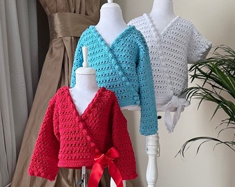PDF Crochet PATTERN Mia Wrap Around Cardigan N 668 size from Baby to 11-12 years