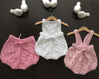 PDF Crochet PATTERN Melody Granny Romper Diaper Cover N 676 for five sizes 0-4 years
