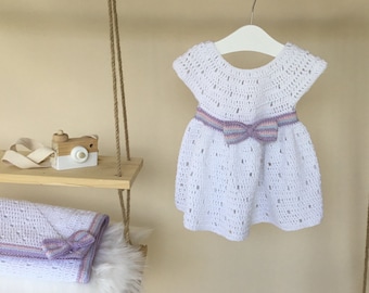 Crochet PATTERN Spring Drops Baby Dress Pattern N 442  Size 0-3 months 3-6 months 6-12 months 1-2 years 3-4 years 5-6 years