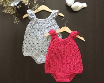 Crochet PATTERN Lola Baby Romper Pattern N 665 Size 0-3 months 3-6 months 6-12 months 1-2 years 3-4 years