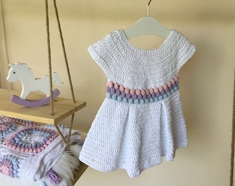 Crochet PATTERN Spring Blossom Baby Dress Pattern N 441 Size 0-3 months 3-6 months 6-12 months 1-2 years 3-4 years 5-6 years